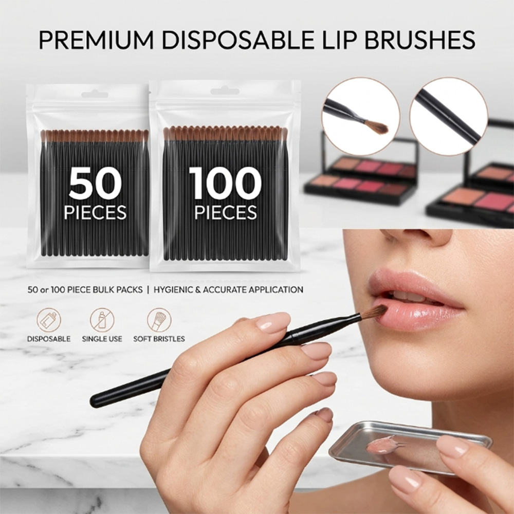 Beauty Kiss Makeup - Ensemble de pinceaux à lèvres jetables,